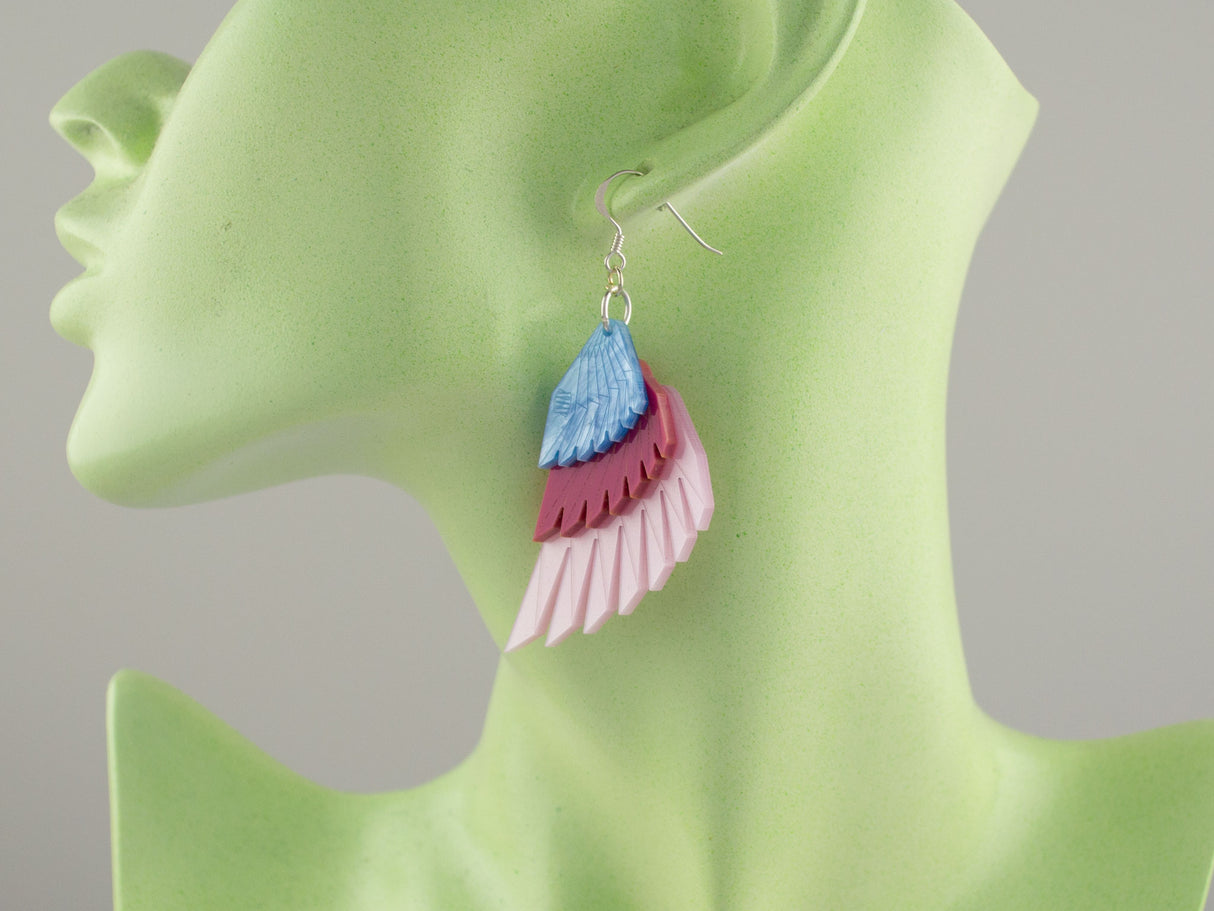 Swan Wing Earrings - Water Lilies