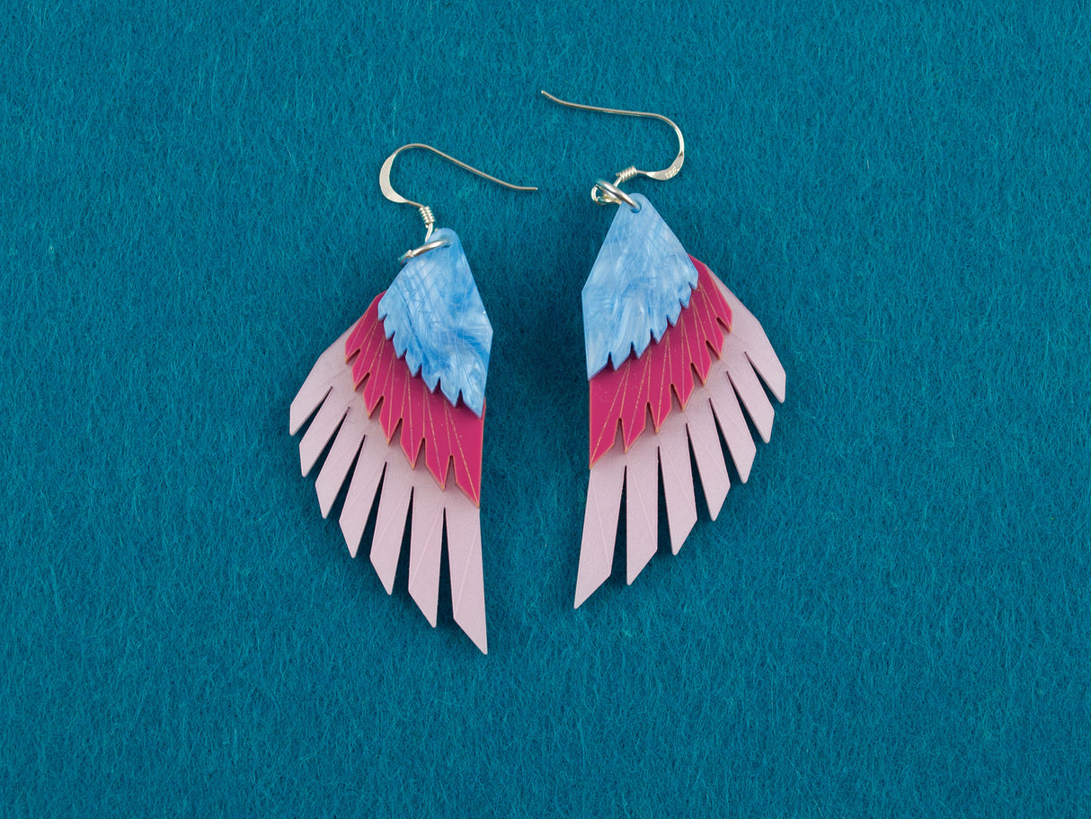 Swan Wing Earrings - Water Lilies