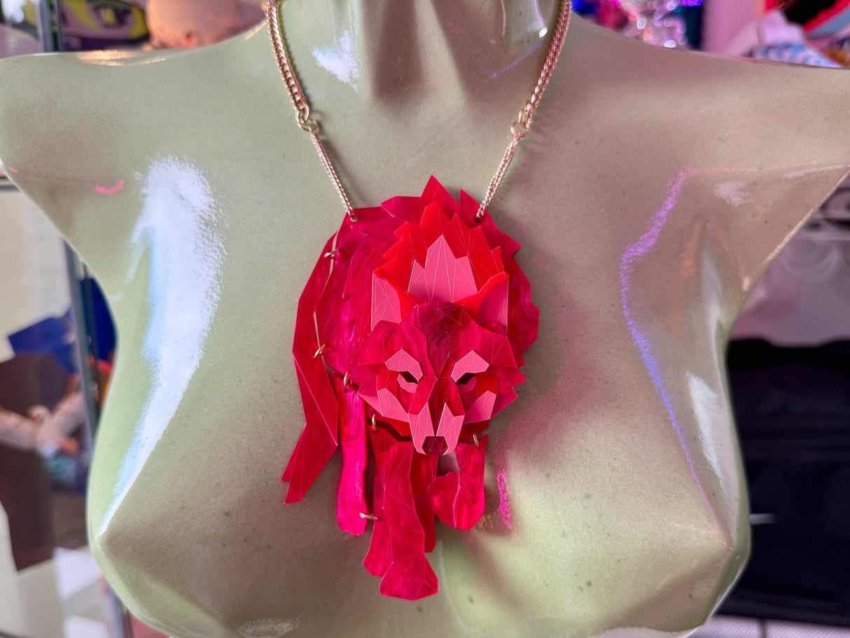 Wolf Necklace - Lunar Red