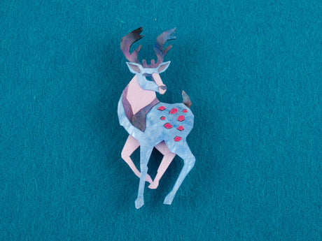 Winter Stag Brooch - Water Lilies